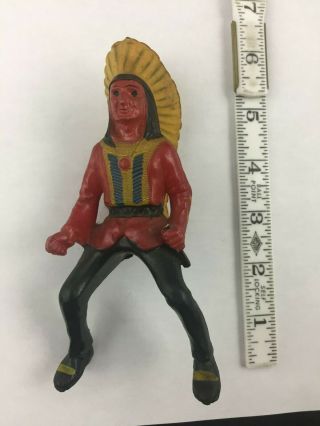 Vintage Western Figure Indian Hard Plastic Toy 1950’s W/ Damage