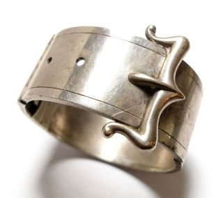 Small Antique Victorian Silver Buckle Bracelet Af