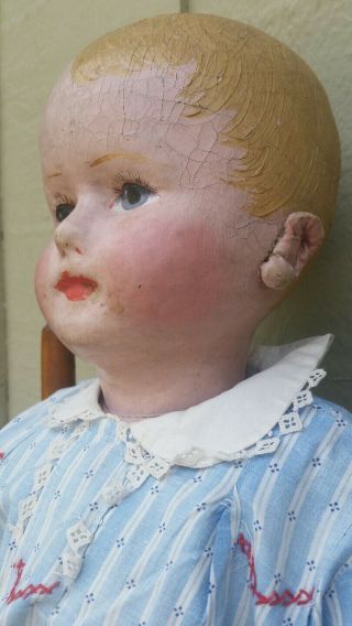 Vintage Early Martha Chase Stockinet Doll 28 inch Blond Hair Blue Eyes 3