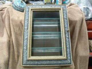Vintage Antique Knick Knack Display Cabinet With Glass Shelves And Mirrored Back