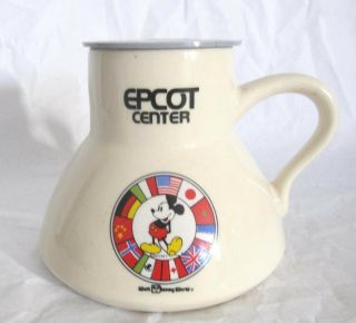 Vintage Mickey Mouse Epcot Center Travel Mug W/ Cover Lid (rare)