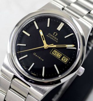 Vintage Omega Geneve Automatic Cal 1020 Day&date Black Dial Men 