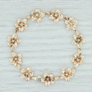 . 39ctw Diamond Flower Bracelet - 14k Yellow Gold 8.  5 " Vintage Floral
