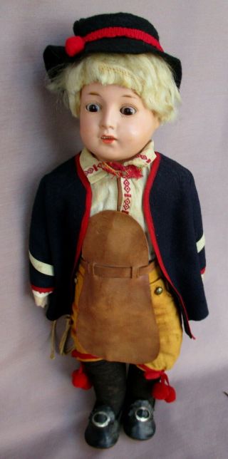 Vintage 12 " Celluloid & Cloth Boy Doll All Clothes Sleep Eyes