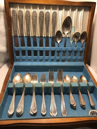 Wm Rogers Mfg.  Co.  Aa Is " Jubilee " 44 Silver Plated Stainless Steel W/chest