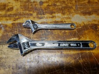 Vintage Snap On 2 Piece Adjustable Wrench Set Ad12 And Ad8