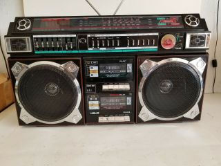 Helix Boombox Hx - 4636 Large Vintage Dual Cassette Am/fm/sw1,  2