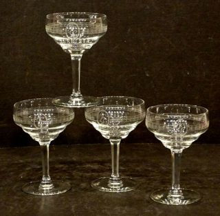 4 Vintage Ael American Export Lines Cruise Ship Etched Champagne Glass
