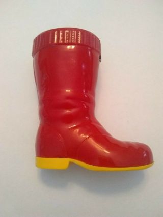 Vintage Knickerbocker Plastic Co Puss N Boots red and Yellow PopUp Cat Toy 2