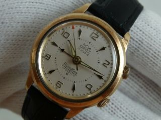 Droz Alarm Cal.  As 1475 Nivaflex 17 R.  Vintage Swiss Gold Plated 20m Mens Watch