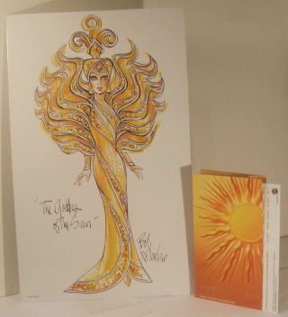 Barbie Goddess of the Sun Bob Mackie Signed Illustration Stand NRFB 6