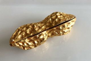 18k Gold Plated Vintage Peanut Pill Box - Snuff Box Rare & Heavy Unique Piece