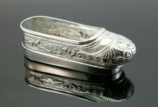 C1900,  Antique Chinese Export Solid Silver Novelty Silver Shoe Dish Bowl,  Signed