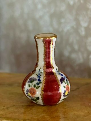 Rare Artisan Miniature Dollhouse Gilt Vase Porcelain Jean Yingling Igma 1990s