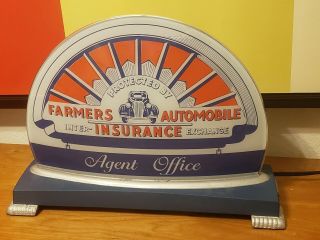 Vintage Farmers Insurance Agent Desk Light - Lamp.  Auto.  Cast Iron Base.