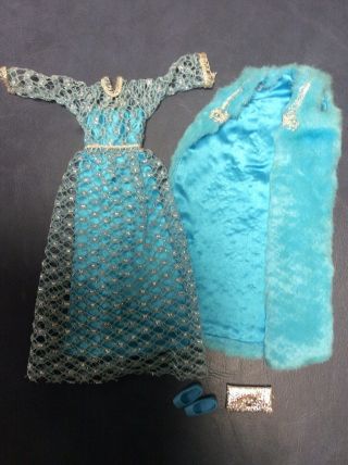 Vintage Francie Blue And Silver Gown And Coat Set “twilight Twinkle”