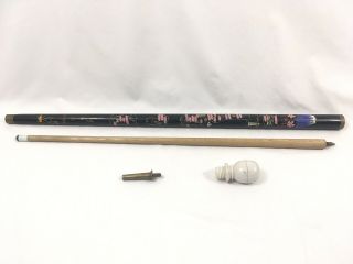 Vintage WWII HAND CARVED HIDDEN POOL CUE Japanese Painted WALKING STICK Souvenir 3
