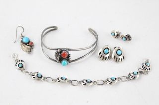 4 X Vintage.  925 Sterling Silver Navajo Turquoise Jewellery Inc.  Cuff (19g)