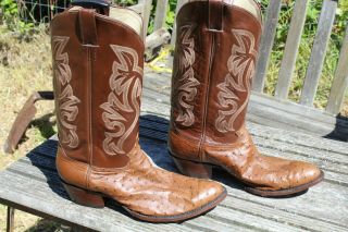 Vintage Full Quill Ostrich Mens Cowboy Boots 13 Ee