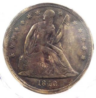 1840 Seated Liberty Silver Dollar $1 - Pcgs Vf Details - Rare Certified Coin
