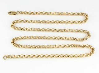 Vintage Solid 9ct Gold Belcher Link Chain Necklace 26