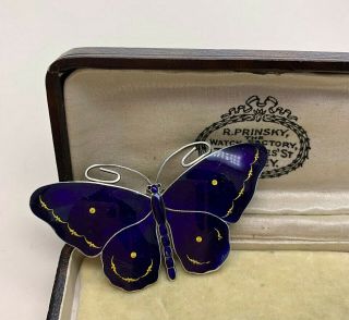 Vintage Jewellery Art Deco Silver Enamel Butterfly Brooch/pin