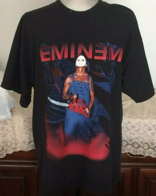 Vintage 2001 Eminem European Anger Management Tour Chainsaw T - Shirt Men 