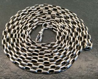 Antique Victorian Silver Large Belcher Linked Muff / Guard Chain.  67 ".