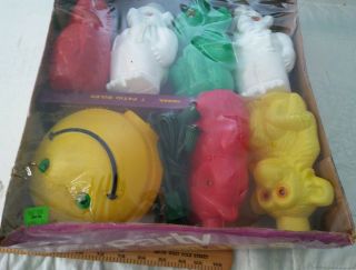NOS Vintage Noma Party Lites String 7 Lights Patio RV Camping Blow Mold RARE {07 8