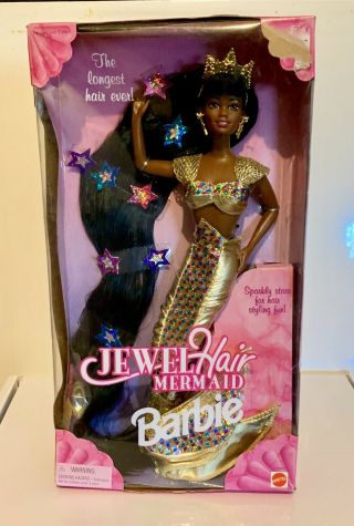 Vintage 1995 Jewel Hair Mermaid Barbie African - American.  Doll Mattel 14587 Rare