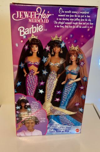 Vintage 1995 Jewel Hair Mermaid Barbie African - American.  Doll Mattel 14587 Rare 2
