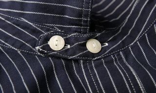 Vintage 1900s Cotton & Linen Shirt Men ' s Stripes Chambray Work Shirts Bronson 4