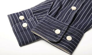Vintage 1900s Cotton & Linen Shirt Men ' s Stripes Chambray Work Shirts Bronson 5