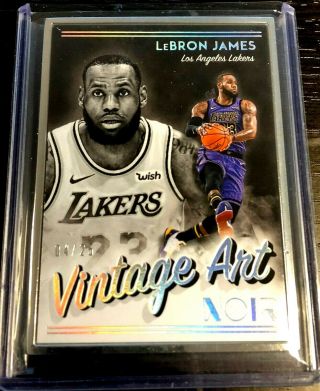 4/25 Lebron James 2018 - 19 Panini Noir 293 Vintage Art Lakers Gold Framed Rare