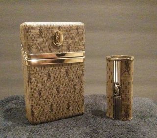 Vintage Ysl Cigarette Case W/lighter Holder