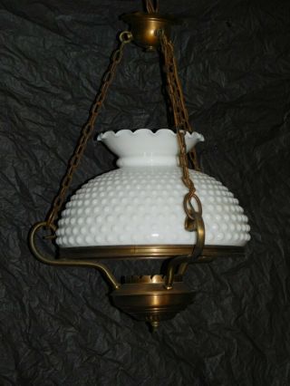 Vintage White Hobnail Chandelier Ceiling Fixture Lamp Light Deco Victorian Chic