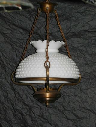 vintage white hobnail chandelier ceiling fixture lamp light deco victorian chic 2