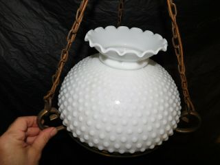 vintage white hobnail chandelier ceiling fixture lamp light deco victorian chic 8