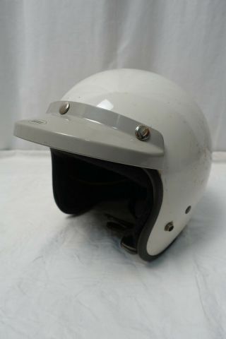 Vintage Bell R - T Motorcycle Riding Racing Helmet White 7 1/2
