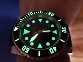 Rare Helson Sharkdiver 1st Gen 2000m Pro Divers Automatic Dive Watch Black 45mm