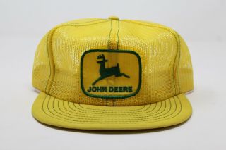 Vintage Yellow John Deere Patch Mesh Trucker Farming Hat Louisville MFG 2