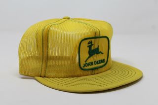 Vintage Yellow John Deere Patch Mesh Trucker Farming Hat Louisville MFG 3