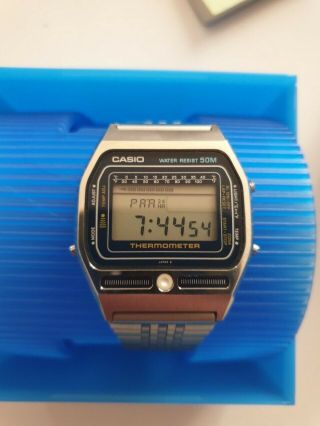Casio Vintage Watch Ts 2000 Thermometer Very Rare Nos 80s Lcd