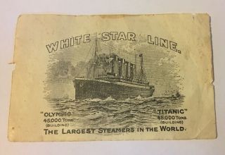 Very Rare White Star Line Advert Titanic And Olympic