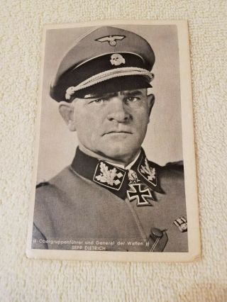 Vintage World War 2 German Postcard General Waffen Ss Sepp Dietrich