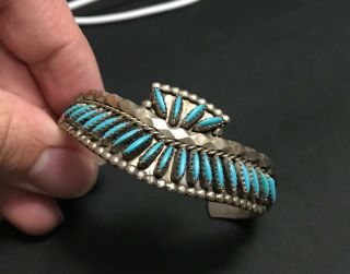 Jason Yazzie Vintage Navajo Needlepoint Turquoise Sterling Silver Cuff Bracelet