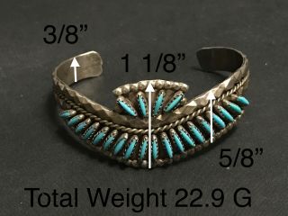 Jason Yazzie Vintage Navajo Needlepoint Turquoise Sterling Silver Cuff Bracelet 3