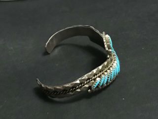 Jason Yazzie Vintage Navajo Needlepoint Turquoise Sterling Silver Cuff Bracelet 5