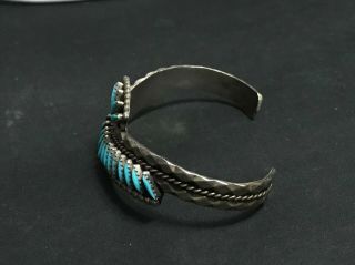 Jason Yazzie Vintage Navajo Needlepoint Turquoise Sterling Silver Cuff Bracelet 7