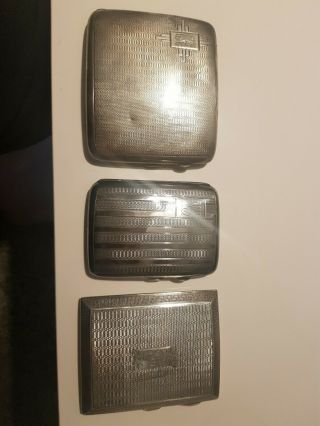 Cigarette Cases Silver Set Of 3